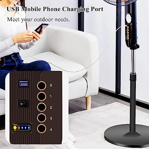 Ventilateur de sol solaire orientable à hauteur réglable avec batterie USB