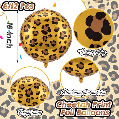 Image of BBTO 6Pcs 18 Inch Cheetah Leopard Balloons Foil Balloons,New Golden Brown | Cheetah Balloons Spots Leopard Jungle Animal Decorations for Wildlife Cheetah Zoo Theme Birthday Party Supplie