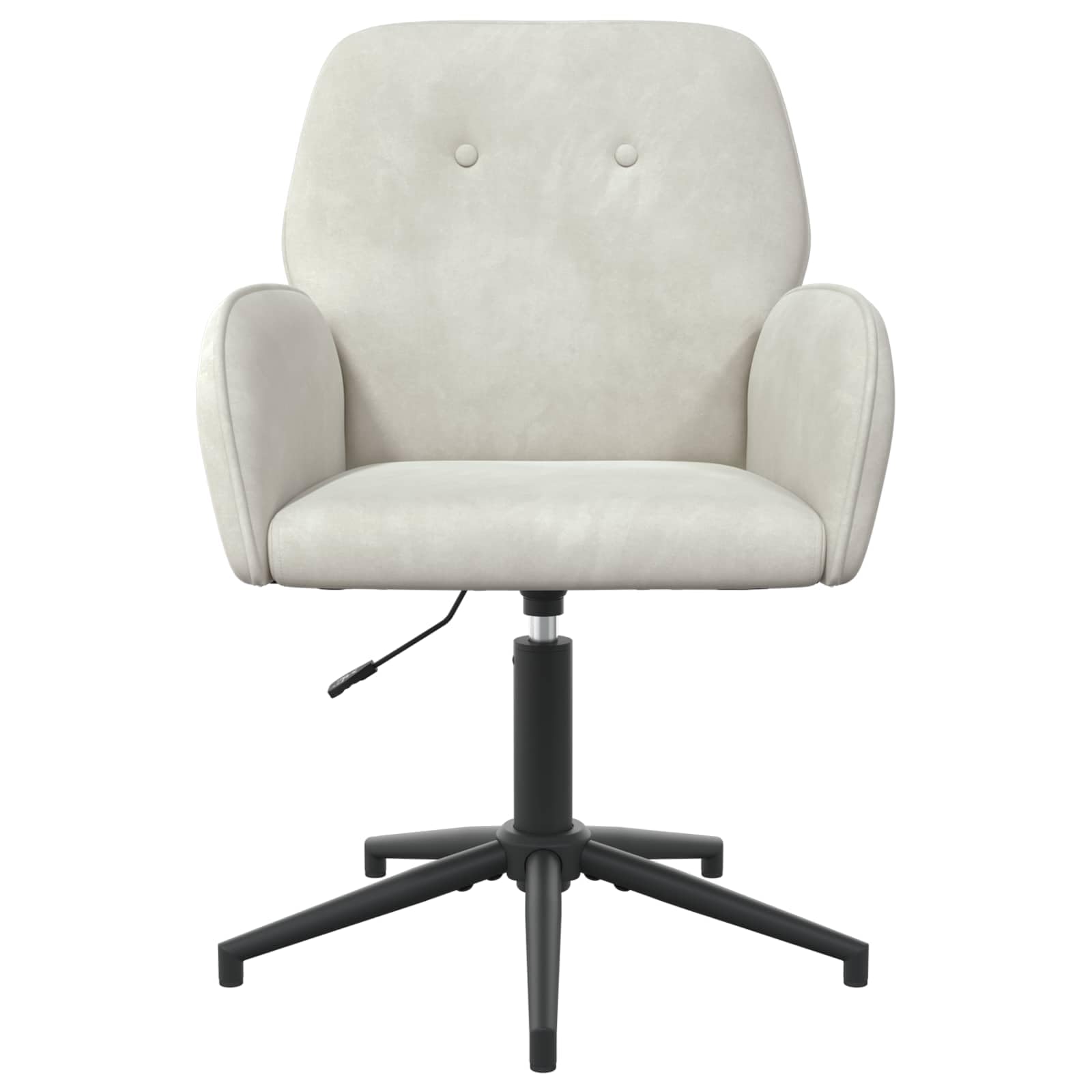 Juego de 2 sillas giratorias de terciopelo crema con marco de metal, 54 x 55 x 90 cm, altura regulable de 78 a 90 cm, rotación de 360 grados, respaldo ergonómico y reposabrazos para oficina