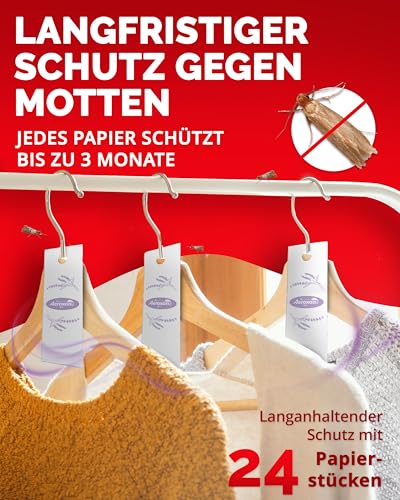 Aeroxon Mottenschutz für Kleiderschrank – 24 Mottenpapier gegen Kleidermotten, Lavendel Mottenabwehr für Kleidung & Textilien, Mottenpapier für Kleiderschrank mit Langzeitwirkung bis zu 3 Monate