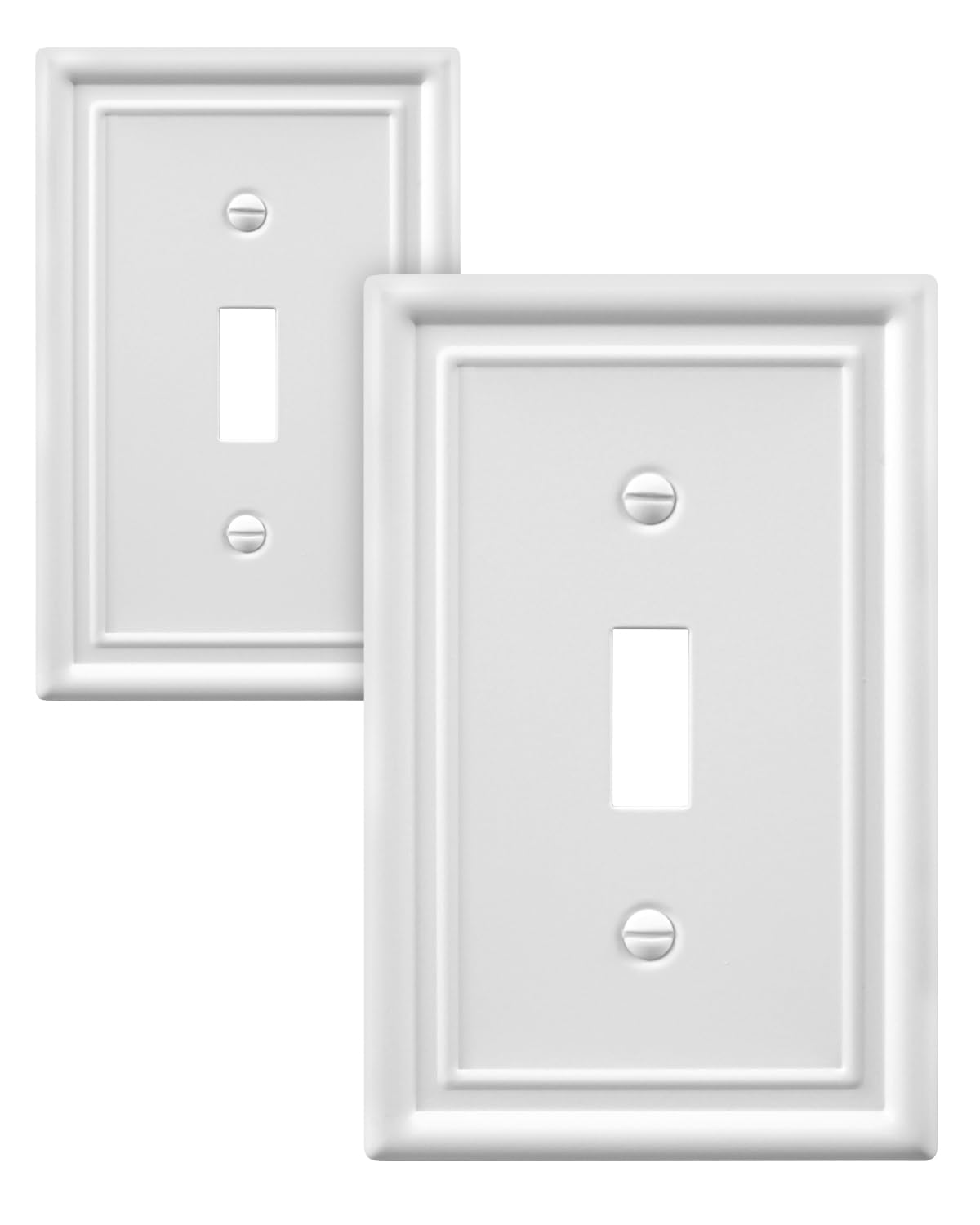 ZILLSEA2-Pack Single Toggle Light Switch Cover Plate, Metal Switch Plate Covers, Off White Finish, 3.15''W*4.88''H, Midsize