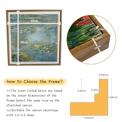 Image of Canvas Floater Frames for Canvas Art 0.8inch Depth Frames for Canvas Painting Floating Frame Plastic Floater Frame for Canvas Prints (BROWN, 12 x 12 inch)