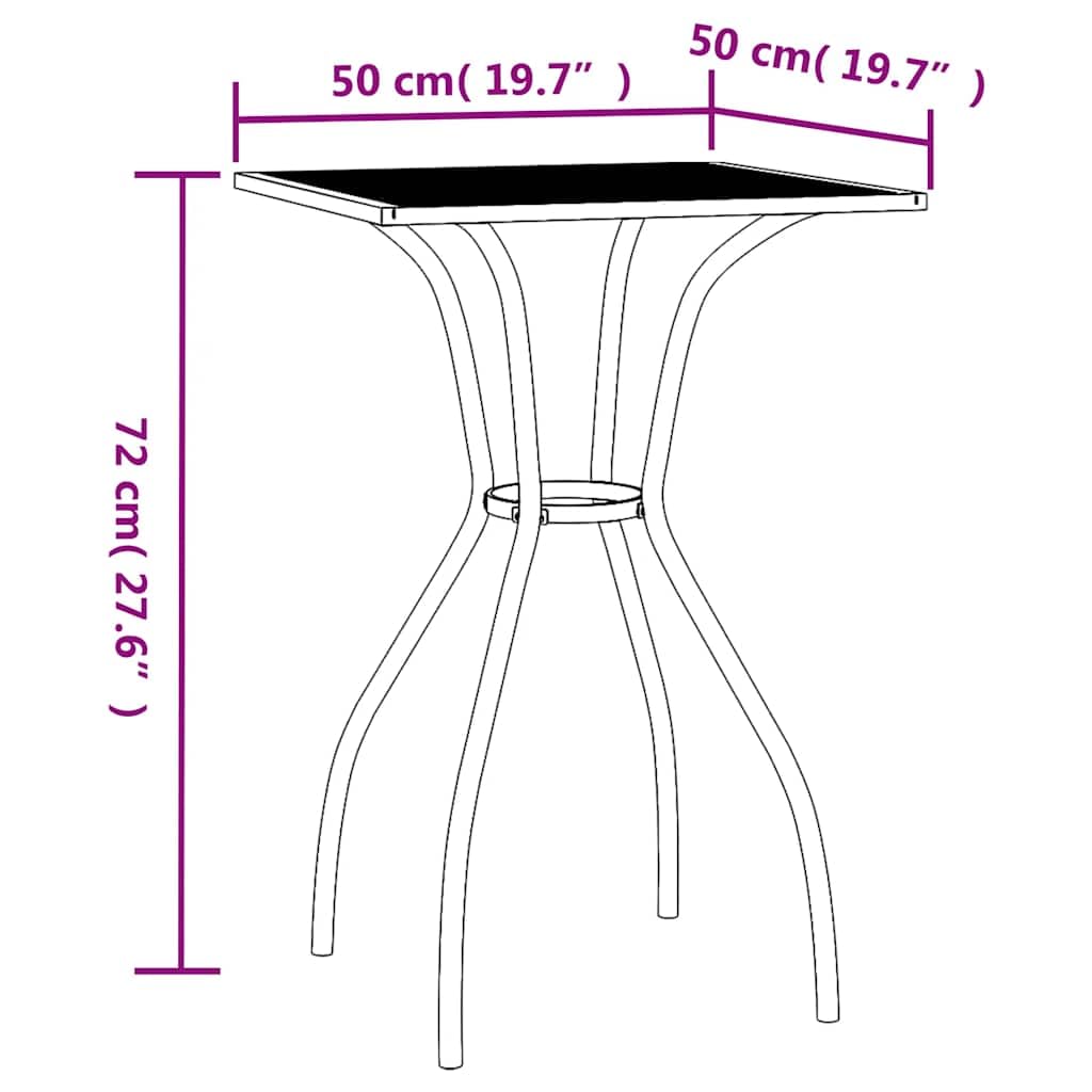 Tavolo da giardino antracite, 50 x 50 x 72 cm, griglia in acciaio, tavolo da terrazza, tavolino da balcone, per esterni, giardino, terrazza, design moderno