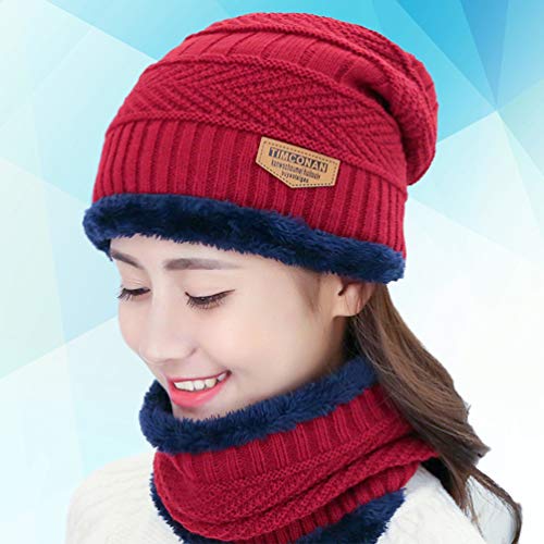 IMIKEYA Gorro gorro cachecol malha grossa quente felpudo caveira boné toque para caminhada skate, Ve