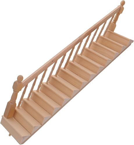 Miniatura 1 de DOITOOL Decoración del hogar Decoración del hogar Escalera en miniatura Escaleras Escalera 112 Escalera de casa de muñecas Pasamanos de madera Casa
