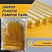 JAVIKA 250pcs Plastic Tamper Seal Tags, Cable Labels, Pull-Tite Security Seal, Zip Ties, Cord Labels for Luggage Tag, Electronics, Cable Management Ties, Fire Extinguisher Tags-(9.2 inch, Yellow)
