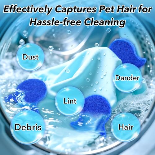Image of 6 Pieces Dog Hair Removal from Clothes, Pet Hair Remover for Laundry with Washing Machine Lint Catcher, Cat Hair Remover for Fabric Care, Washing Machine Lint Remover Set