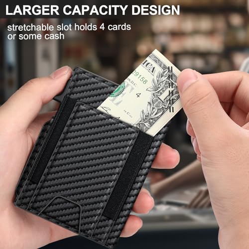 Image of Wallet for Men Wallet with Slim Pop Up Card Holder 9-13 Cards, Bifold Minimalist Smart Wallet RFID Blocking Credit Card Holder with ID Window & Stretchable Cash Slot Compact Metal Aluminum Card Case