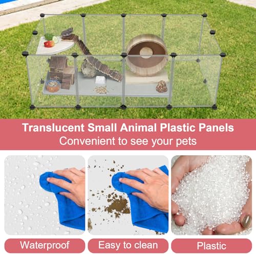 Image of VISCOO 12 Panels Transparent Small Animals Playpen,48 inch x 24 inch x 16 inch Portable Pet Playpen,Plastic Enclosure,Puppy Play Pen for Indoors Outdoor Pet Fence for Guinea Pigs,Bunny,Ferrets,Hamsters,Hedgehogs
