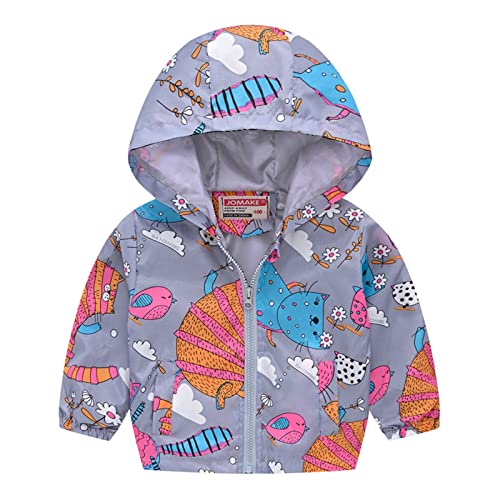 Toddler Kids Baby Boys Girls Floral Printed Hooded Jacket Windproof Lightweight Coats Casual Zipper Outerwear for