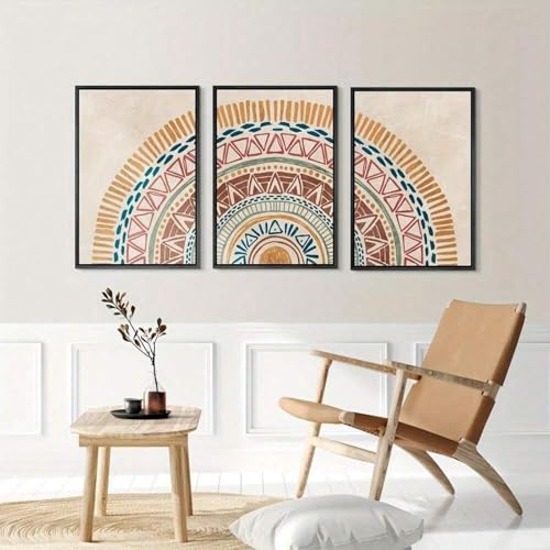 Déco murale salon et chambre triptyque affiche moderne soleil géométrique lianyibo