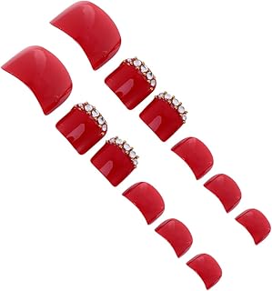 FRCOLOR 72 Pçs Remendo De Unha Acrílico Francês Unhas Postiças Unhas Vermelhas Dicas Unhas Artificiais Dicas Completas Dicas De Unhas Pés Gel De Unhas Femininas Manicures Verão 3D