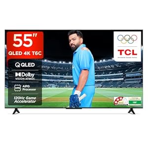 TCL 139 cm (55 inches) 4K UHD Smart QLED Google TV 55T6C