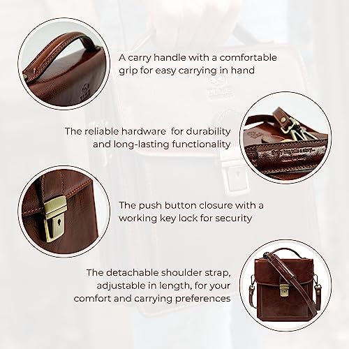 Time Resistance Leather Small Briefcase For Men Brown Crossbody Bag #TOP5
