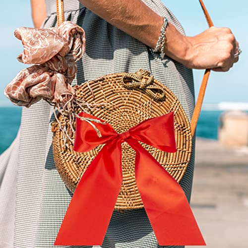 Nichemigo 4 Inch X 24 Yard Red Satin Ribbon Single Face Solid Color Fabric Ribbons For Chair Sash Cutting Ceremony Gift Wrapping Craft Diy Sewing Car Bows Dining Tables #TOP4