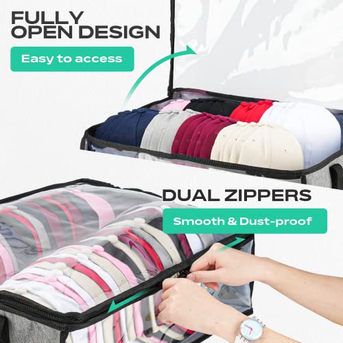 Cestmall Hat Storage For Baseball Caps Holds Up To 40 Caps Wide Hat Organizer For Closet Baseball Cap Organizer Cap Storage Under Bed Hat Holder, Grey #TOP4