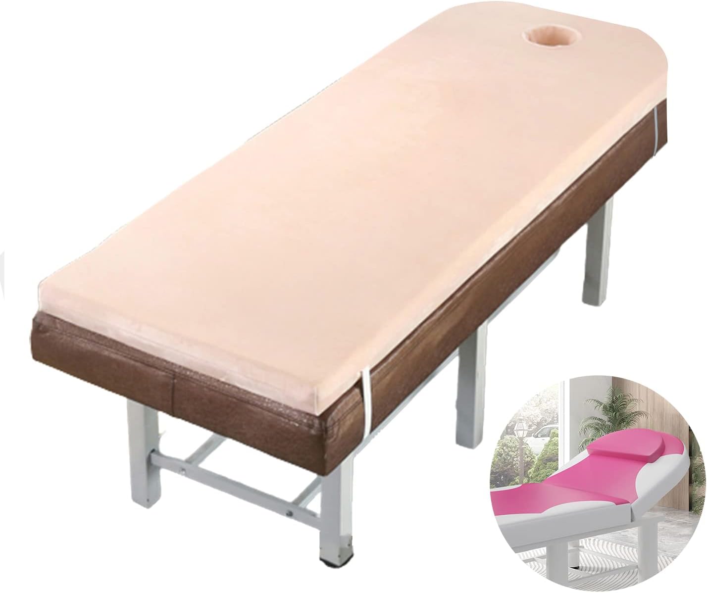 KKCD Spa Bed Mattress Cover,Lash Bed Mattress Topper 2.7In Thickness,Non-Slip Massage/Spa Table Pad without Bed,Massage Table Cushion Topper Memory Foam with Removable Cover,Beige R,60x175cm