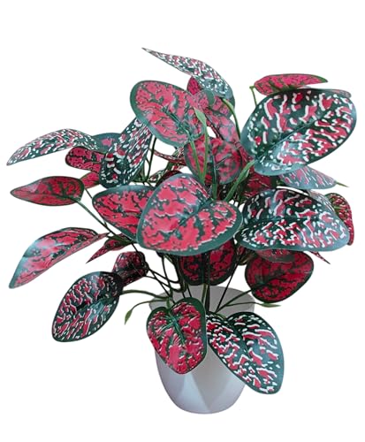 Image of Artificial Money Plant /Tree, Red, with Pot | Natural Looking, Ornamental Plant, Interior Decor, Home /Shop /Office Decor