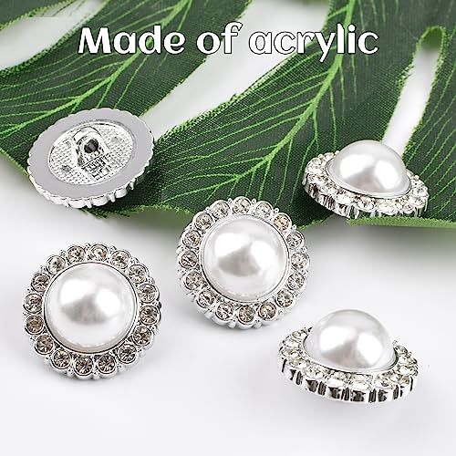 URROMA 30 Pcs Silver Retro Pearl Buttons - Image 4