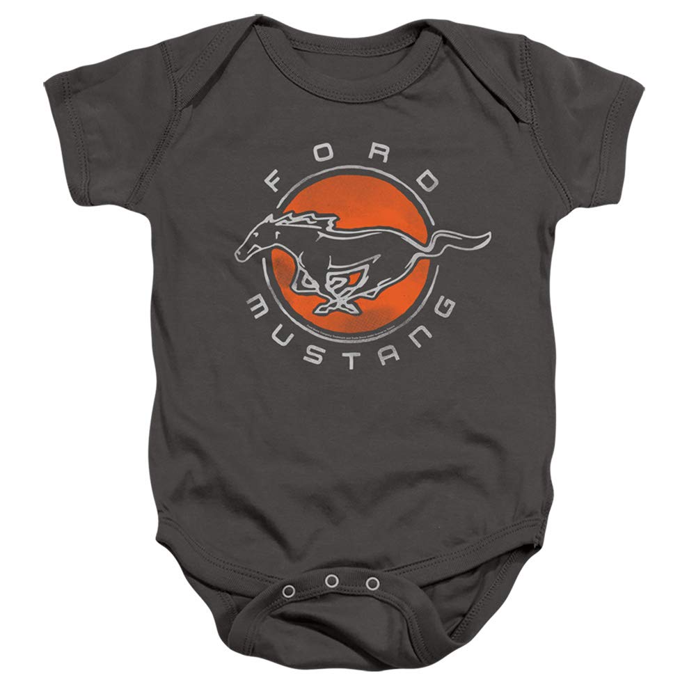 Ford Mustang Mustang Circle Unisex Infant Snap Suit for Baby Boys and Girls, Small (6 Months) Charcoal