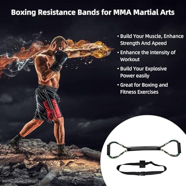 Boxing Training Equipment, Resistance Bands for Shadow Kicking Punching Exercise Accessories for Full Body Workout Home Gym Men and Women