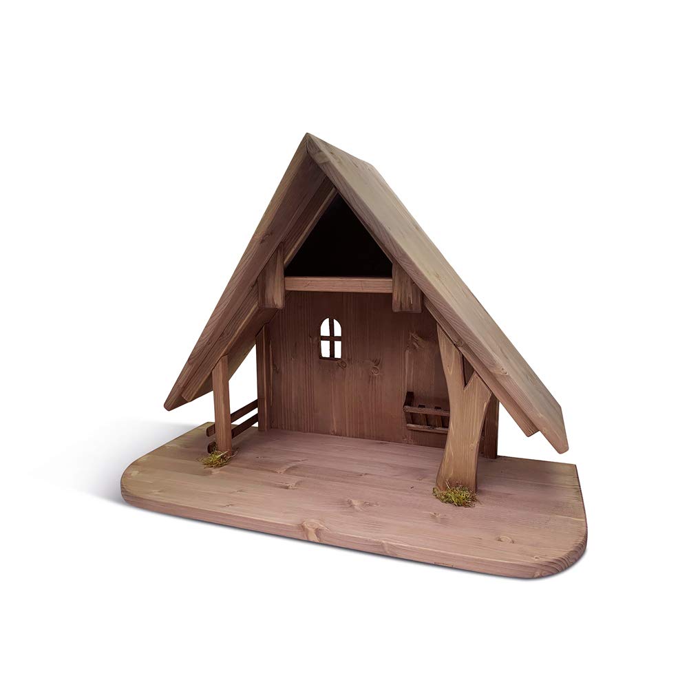 Fritz Cox Krippenstall MÜNSTERLAND | für ca. 25cm Krippenfiguren | in Deutschland gefertigt | aus Massivholz | hochwertige Verarbeitung für Ihr Weihnachtsfest | Versand aus Deutschland