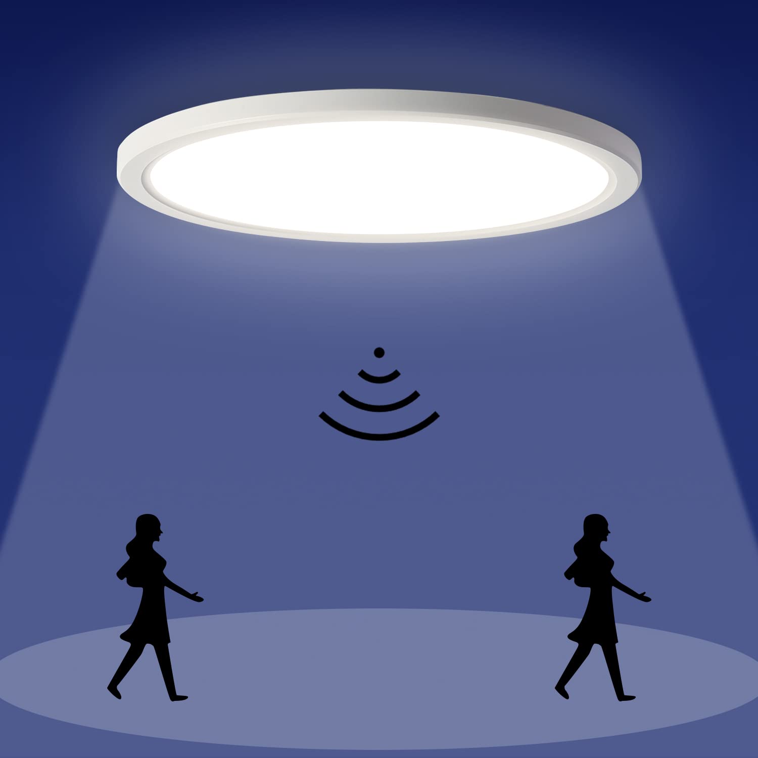 Led Ceiling Light with Motion Sensor, Room Ceiling Light for Corridor, 18W, 1800lm, 4000K, IP44, White, 22cm