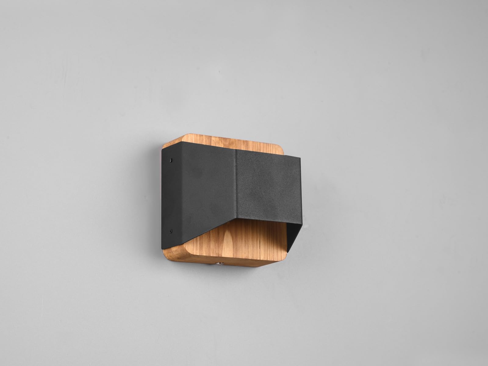 LED Wandleuchten 2er SET aus Holz & Metall Schwarz, Breite 12cm