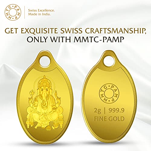 Image of MMTC-PAMP 24k (999.9) 2 gm Ganesha Yellow Gold Coin cum Pendant