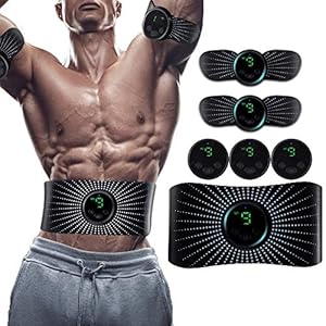 Moonssy Bauchtrainer Bauchmuskeltrainer elektrisch Muskelstimulator EMS Trainingsgerät mit Led-Anzeige Geeignet Damen & Herren LCD