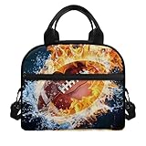 Yuuxorilu American Football Lunchbox für Jungen, Rugby, isolierte Lunchtasche für Kinder, auslaufsichere Lunch-Tasche mit Halter und Reißverschlusstaschen, hält heiße oder kalte Snacks