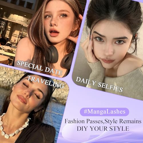 Cluster Lashes Kit D Curl Individual Eyelashes 4 Styles 40D+50D+7D and Lower DIY 12-18mm Wispy Lash Clusters with Bond and Seal Tweezers(Manga-40+50) - Image 8