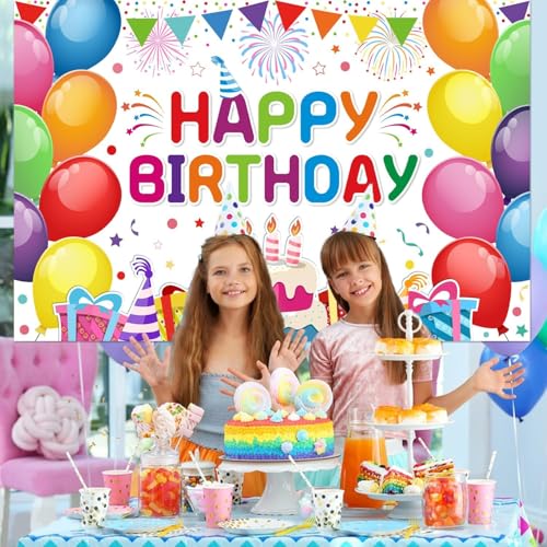 Image of DARSHANAM WORLD Birthday Decoration Backdrop Cloth Curtain (Pack of 1, Size: 5x8 Feet) Background Enhancer Poster,Happy Birthday Sign Theme-(Polyester) (Multicolor)