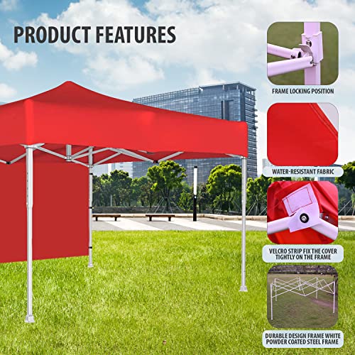 Image of ORILEY Heavy Duty Gazebo Tent 6.5 ft | 17.5 Kg Strong Frame | Foldable Pop-Up Canopy Tent with 3 Side Open | UV Protection Outdoor Folding Tent for Garden, Terrace, Events & Promotional Use (Red)