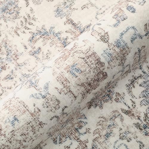 Taupe Runner Rug 2x6 Hallway Machine Washable Kitchen Vintage Distressed Non Slip Long Carpet Indoor Retro Floral Bedroom Accent Throw Rug for Bathroom Office Laundry Dining Living Room