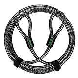 DAOSEC 15 ft x 1/2' Heavy Duty Cut-Proof Security Cable | Flexible Vinyl-Coated Braided Steel with Looped Ends | Weatherproof Anti-Theft Locking Cable for Bikes, Gates, Kayaking & Outdoor Equipment