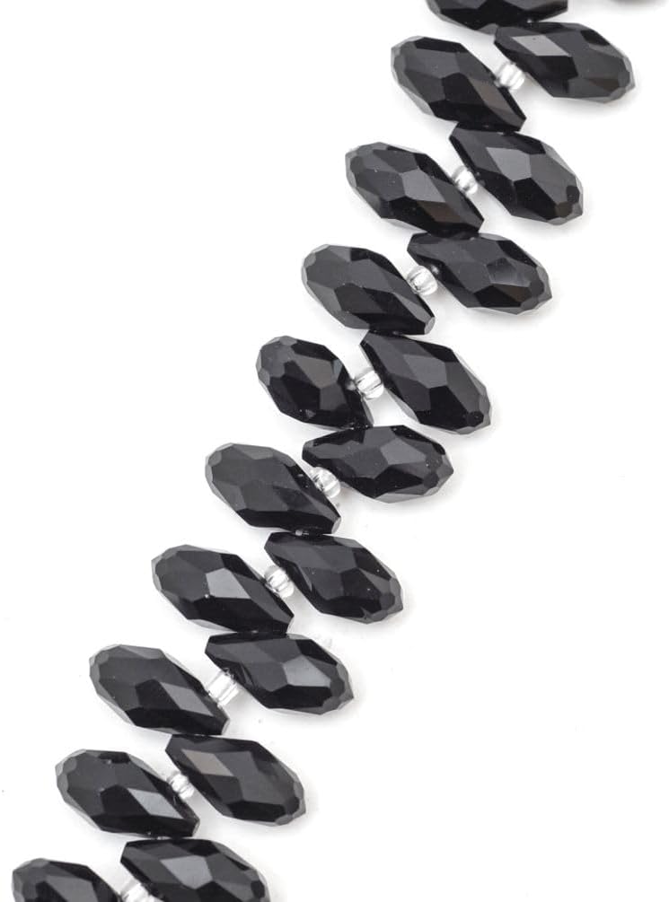 200pcs Czech 12mm Faceted Teardrop Briolette Crystal Glass Loose Beads Pendant Drop Spacer Bulk Jet Black for DIY Jewelry Making CCT2-23 - Image 4