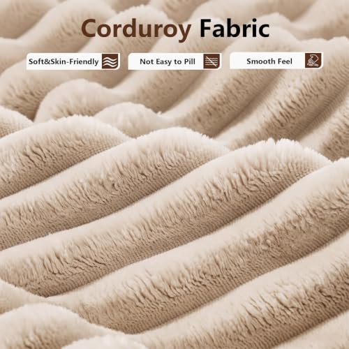 Image of 106.3 inch L Shaped Boneless Sectional Corduroy Couches for Living Room (Camel)