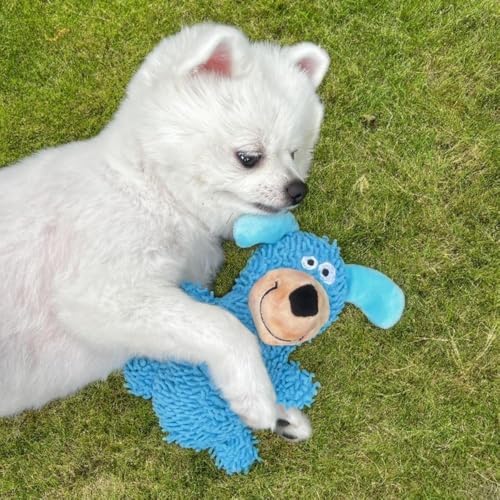 Juguete mordible interactivo para perros en peluche azul miniatura 4