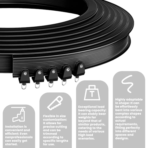 Image of Jilron Room Divider Curtains Ceiling Curtain Track Set for Blackout and Privacy (Include:Black Curtainx2 + Black Trackx1) 196 inch W x 84 inch L