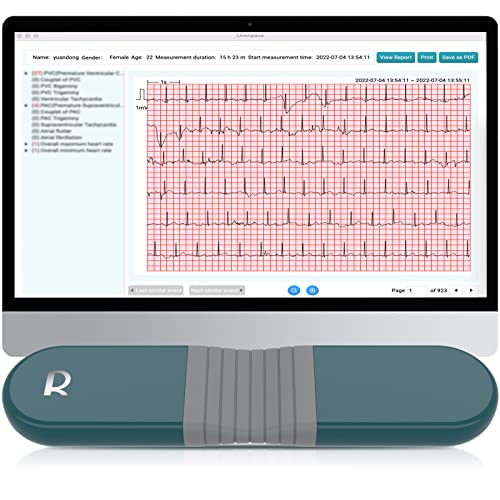Livenpace Monitor AI HR 24 horas Holter Cardiaco, Frecuencia Cardiaca con análisis de IA gratuito e informe de PC, grabadora de salud para el hogar cargable