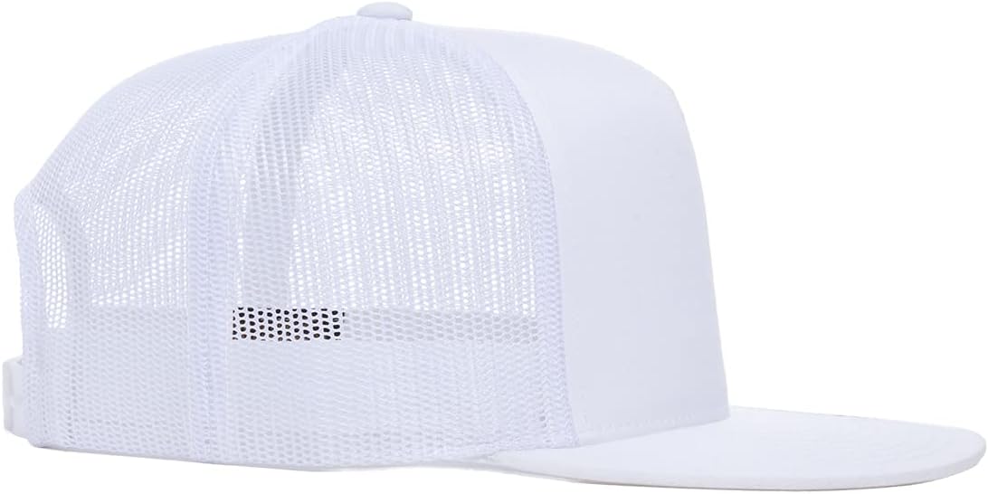 Flexfit Adjustable Snapback Classic Trucker Hat Flat Cap XL-XXL Structured Crown Fit (White)