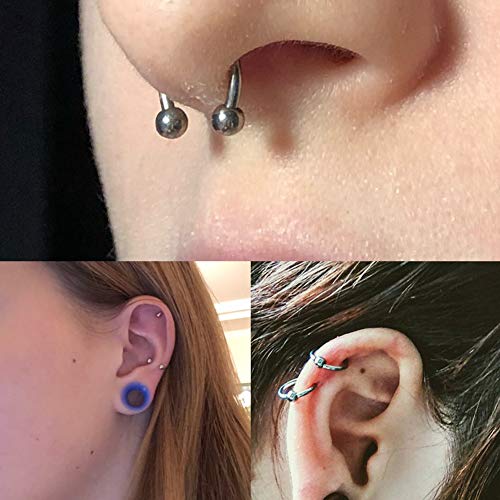 Xpircn 140Pcs Piercing Kit Stainless Steel 14G 16G Nose Lip Tongue Tragus Daith Eyebrow Industrial Barbell Belly Button Rings Body Piercing Tools (Silver) #TOP2