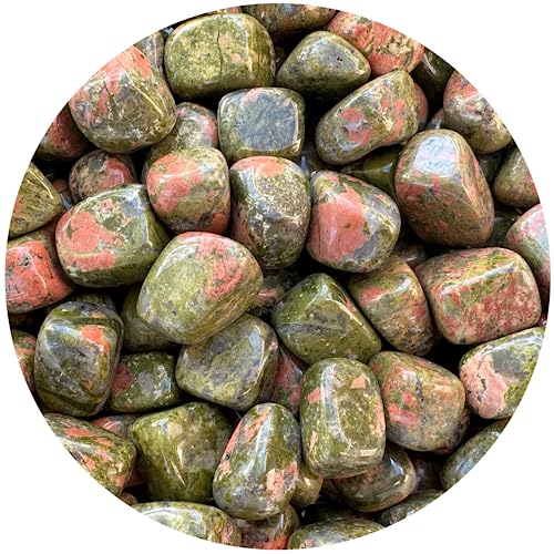 Image of GAF TREASURES 1 /2 LB Unakite Tumbled Stones, Polished Natural Unakite Gemstone, Unakite Healing Crystals (Unakite)