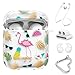 AirPods Case Cover 5 in 1 Clear Cute Case Airpods Accessories Crystal from Swarovski for Apple AirPods 2 & 1 Protective Case Flamingo Design with Keychain/Strap/Earhooks/Watch Band Holder by KINGXBAR