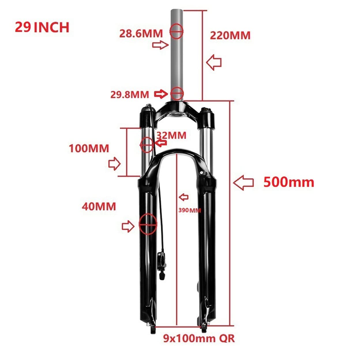 26/27,5/29" MTB sprężyna olejowa amortyzator przedni widelec ze skokiem sprężyny 100 mm, rower górski, rura prosta 1-1/8, widelec z szybkozłączką, 9 * ręczny / pilot blokady (kolor: wi