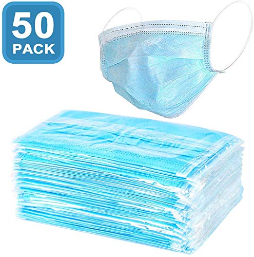 SALUTE 50pcs Face Masks Disposable 3 Layers Dustproof Mask Facial Protective Cover Masks Set Anti-Dust - Blue