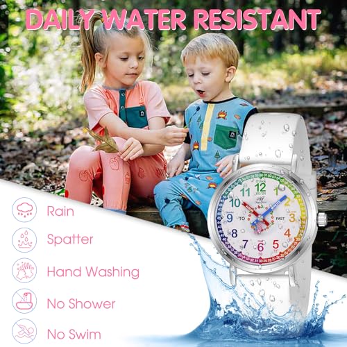 Image of ManChDa Kids Watch for Girls Analog Watch Childrens Toddler Watch for Kid 8-12 Tell Time Watch Easy to Read Teaching Watch Time Learning Study Time Teacher Watch Kids Gift Christmas