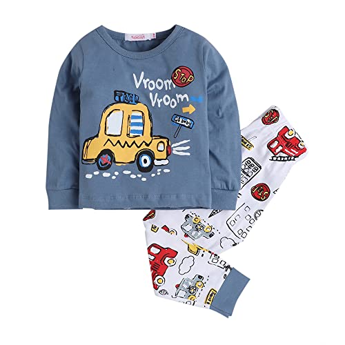 Image of Hopscotch Boys Multi Coloured Vehicle Print Top And Pajama Set
