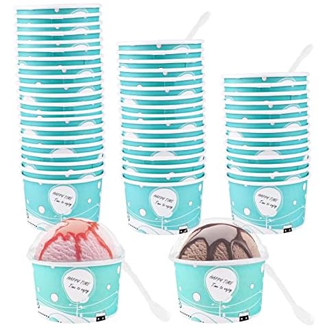 TSLBW 50 piezas tazas de papel para helados desechables Cover
